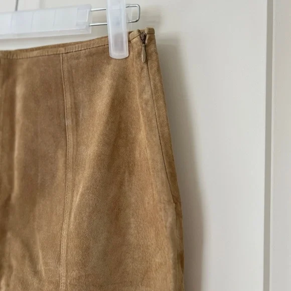 Ann Taylor Petites 100% Leather Skirt Tan Camel Size 2P - Picture 4 of 10